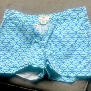 Vineyard Vines Women's Aqua and Navy Patterned Shorts